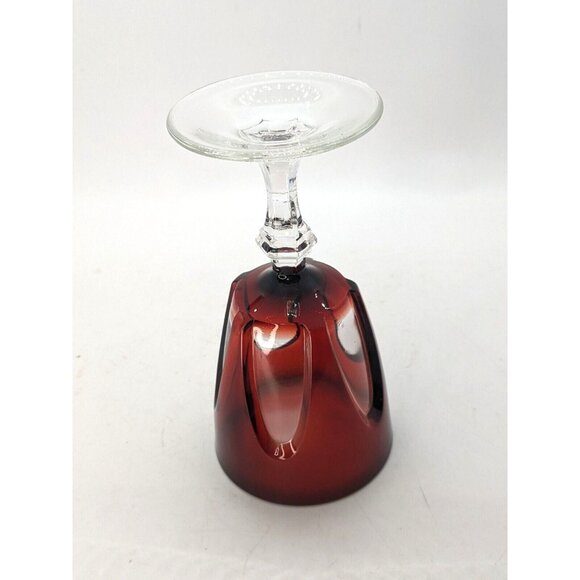 CRISTAL D'ARQUES DURAND Gothic Red Cordial Wine Glass Set of 4 Ruby Crystal 3 oz - Picture 6 of 7